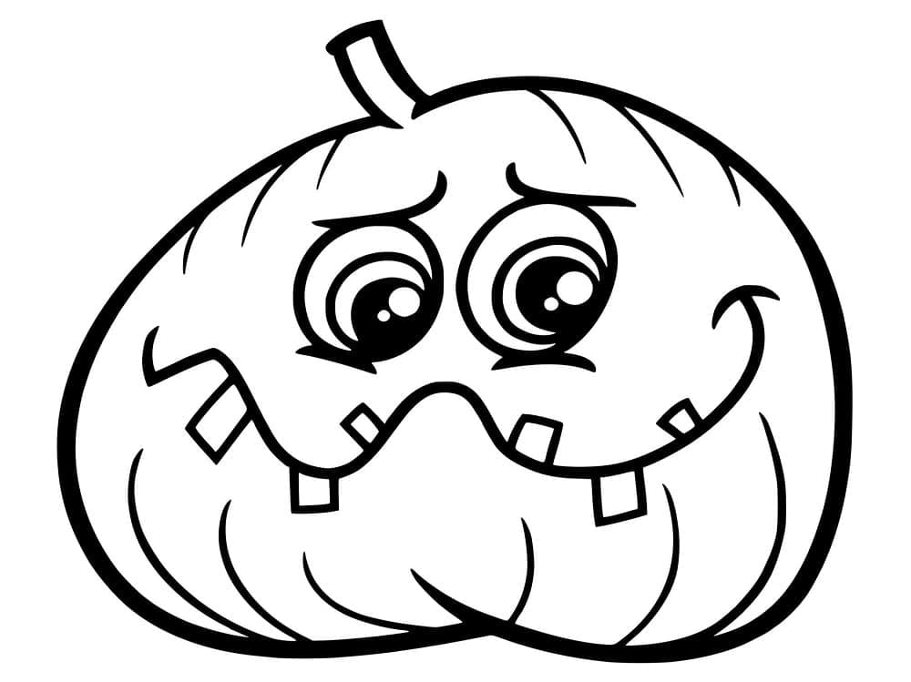 Sad halloween pumpkin coloring page