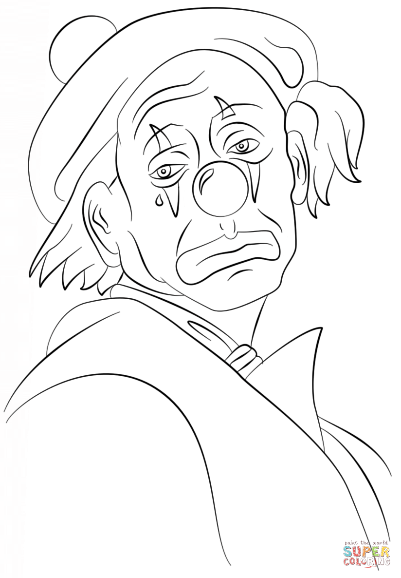 Sad clown coloring page free printable coloring pages