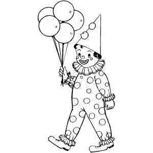 Clown kid with balloons coloring page