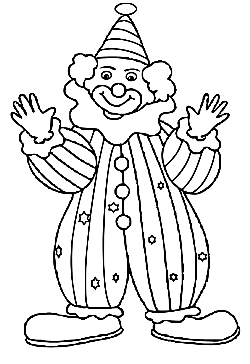 Free printable clown costume coloring page for adults and kids