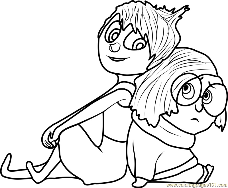 Joy and sadness coloring page for kids