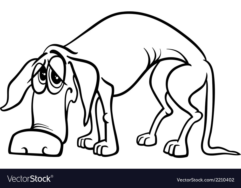 Sad homeless dog coloring page royalty free vector image