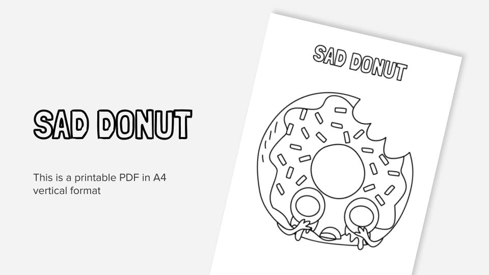 Sad donut printable coloring worksheet
