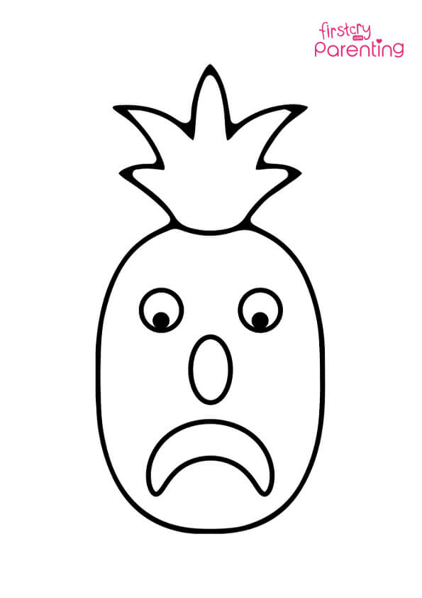 Pineapple sad face coloring page for kids