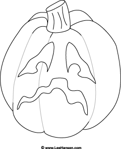 Worried pumpkin face halloween coloring page