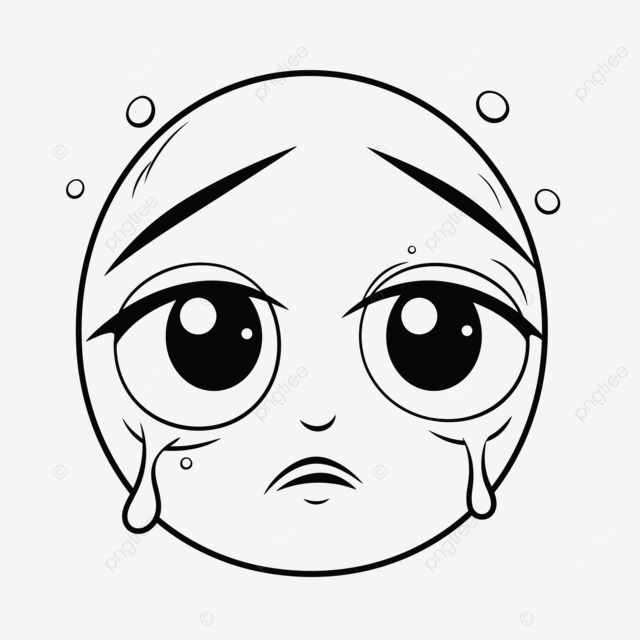 An adorable crying face coloring page for kids outline sketch drawing vector wing drawing face drawing ring drawing png and vector with transparent background for free download