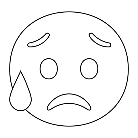 Sad but relieved face emoji coloring page free printable coloring pages