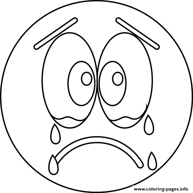 Sad cry emoji coloring page printable