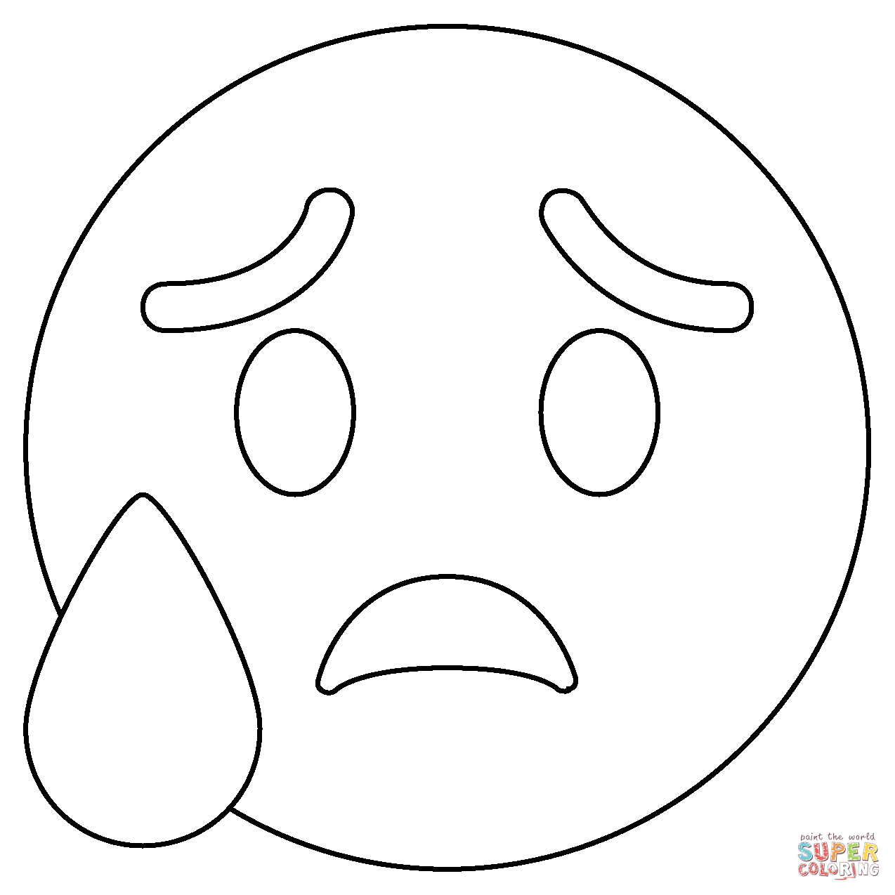 Sad but relieved face emoji coloring page free printable coloring pages