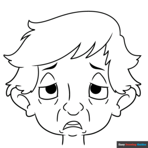 Tired face coloring page easy drawing guides