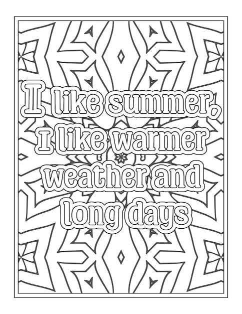 Premium vector summer quotes coloring pages for kdp coloring pages