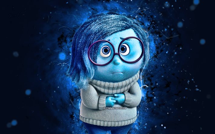 Download wallpapers sadness k blue neon lights inside out cartoon characters inside out characters sadness inside out for desktop free pictures for desktop free