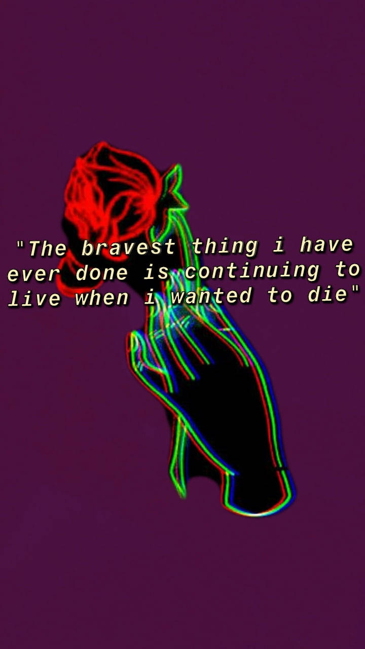 Download sad quote red neon rose wallpaper