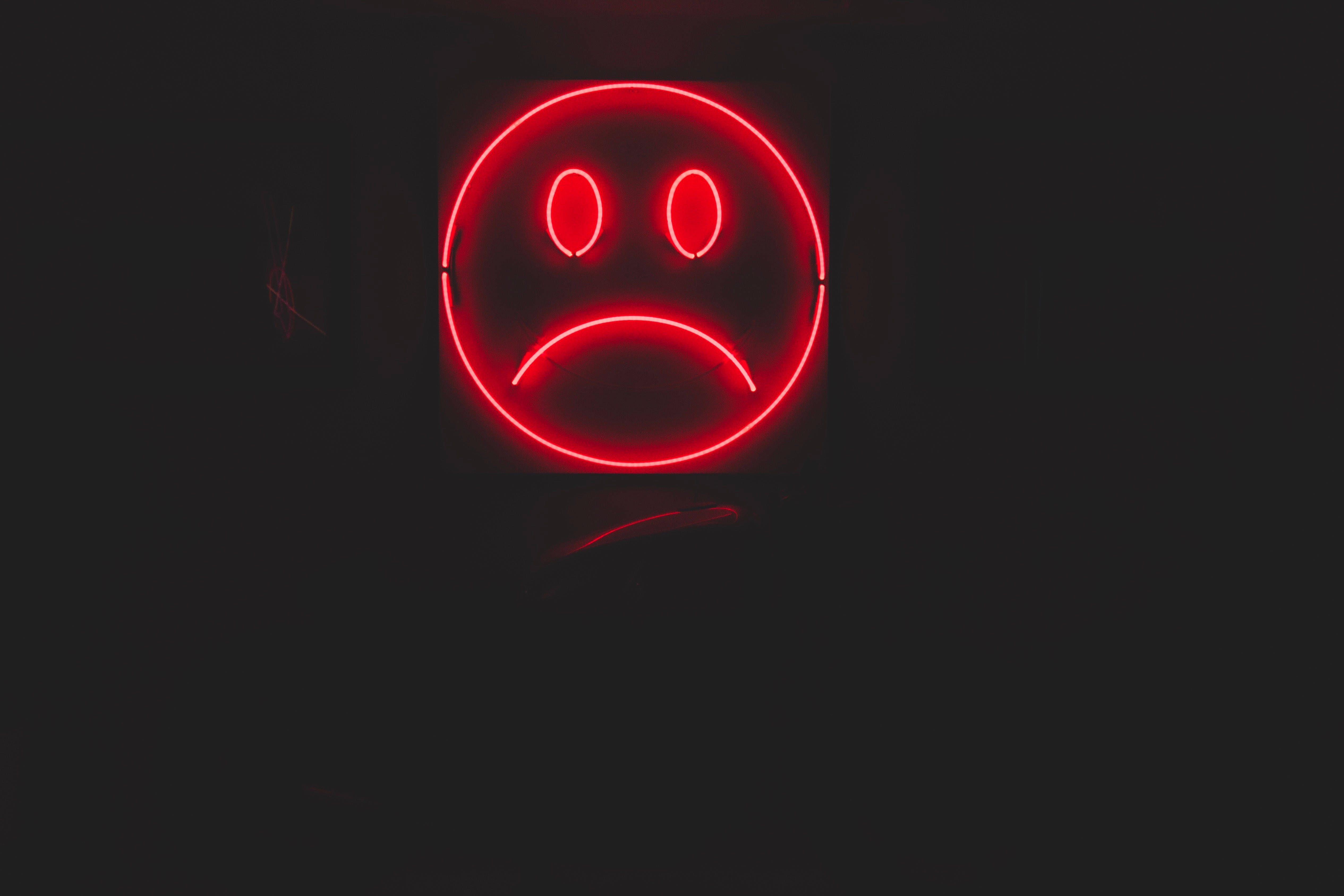 Download dark sad red neon lonely face wallpaper