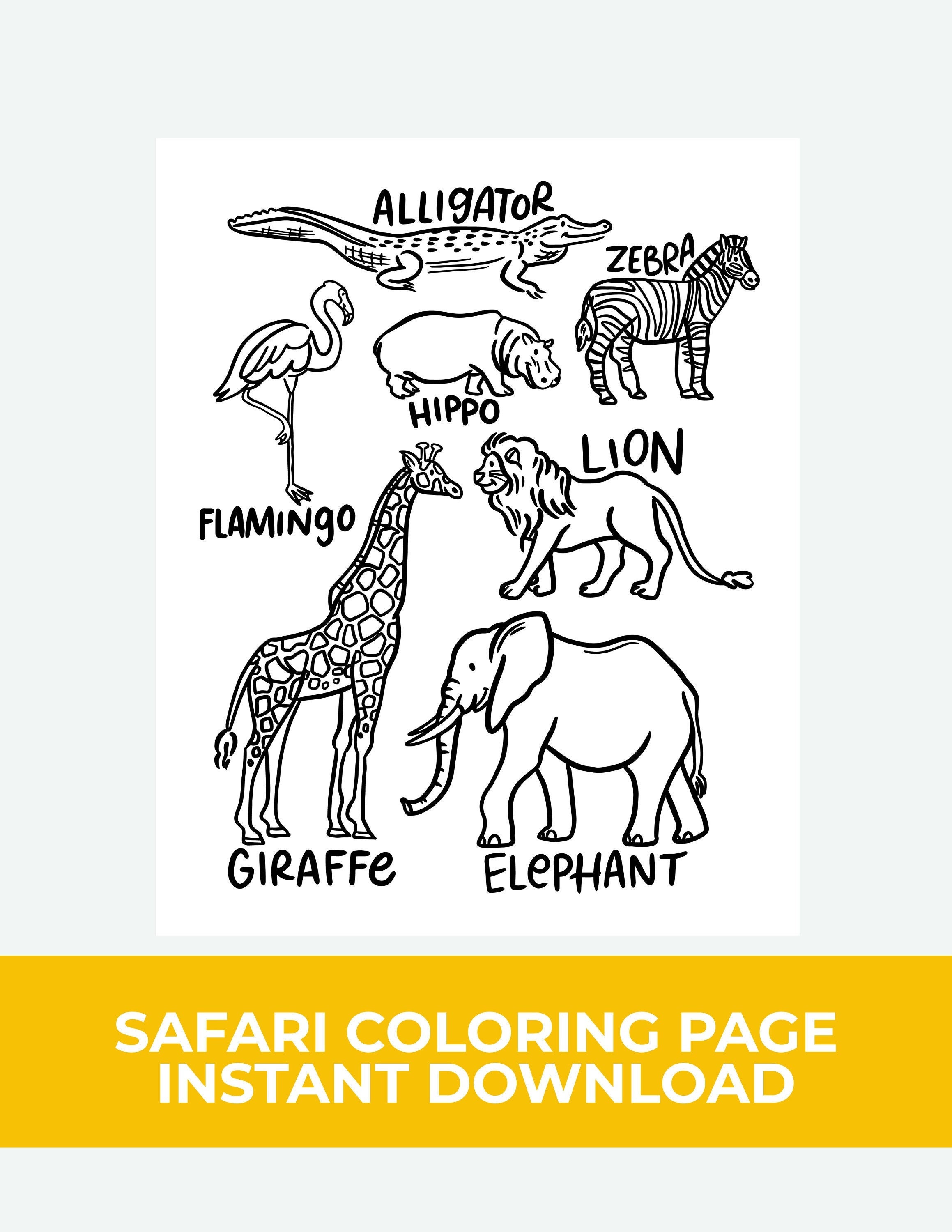 Safari coloring page safari animals coloring page for toddlers preschool activity birthday activity