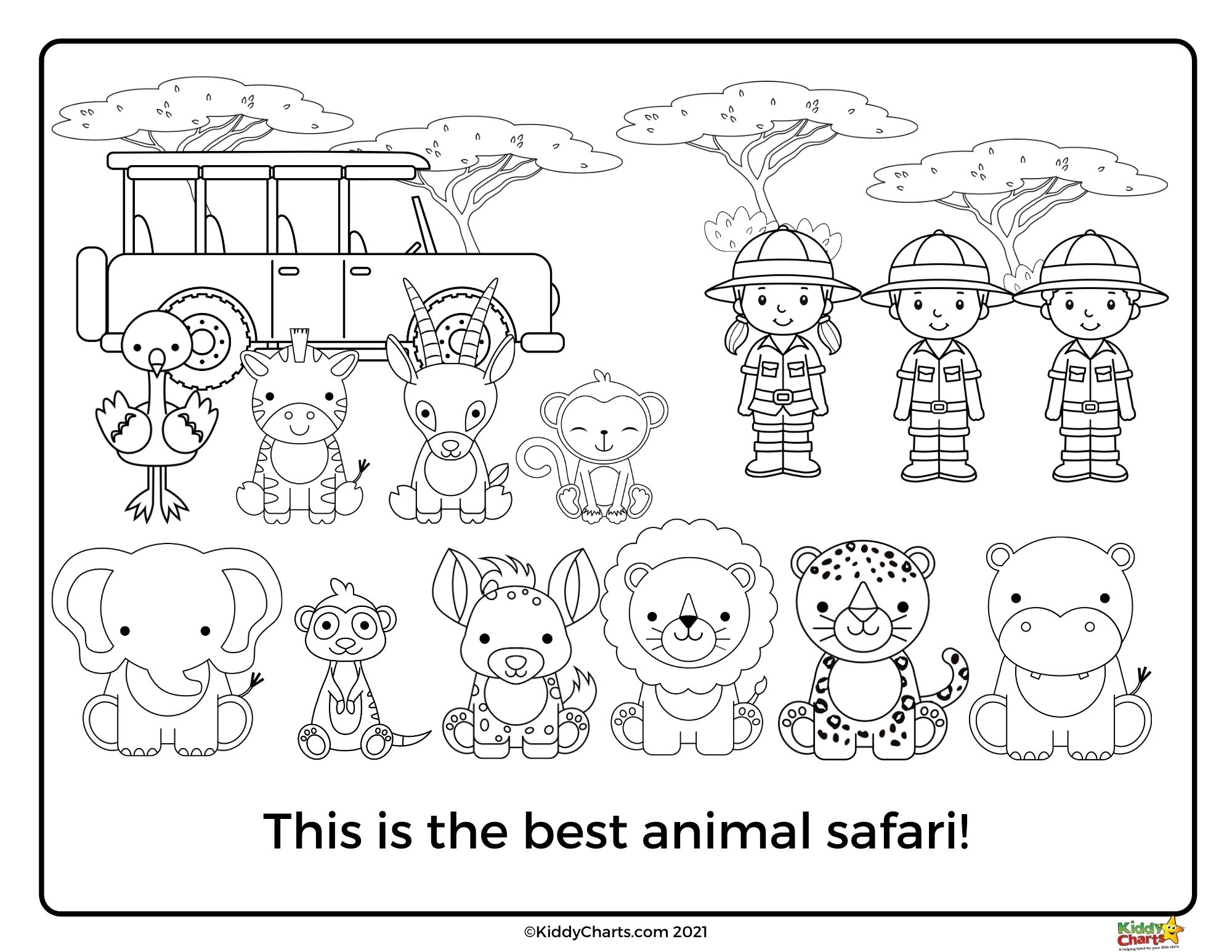 Animal coloring pages animal safari counting coloring pages sheets