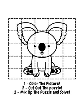 Color cut the puzzle worksheets jungle animals coloring sheets pdf printable