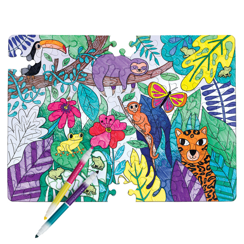 Color by number puzzle for kids jungle animals â faber