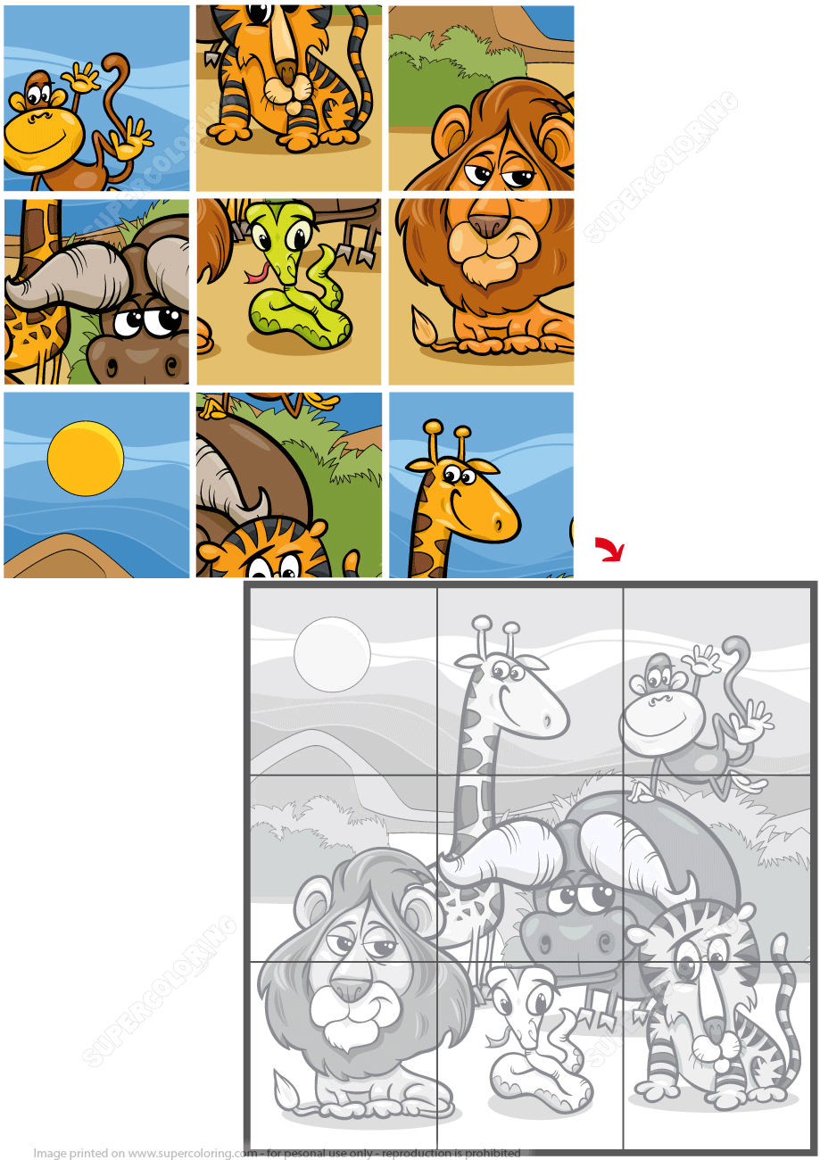 Jigsaw puzzle with safari animals free printable puzzle games