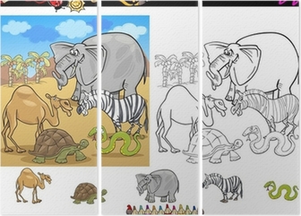 Poster safari animals coloring page set