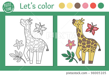 Tropical coloring page for children vector