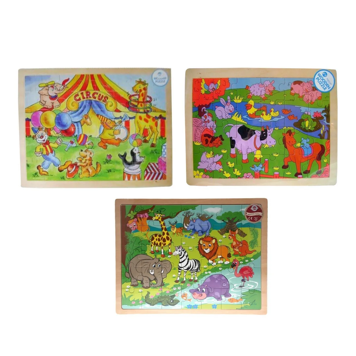 Farm safari animal wooden puzzle jigsaw educational toy for kids age months