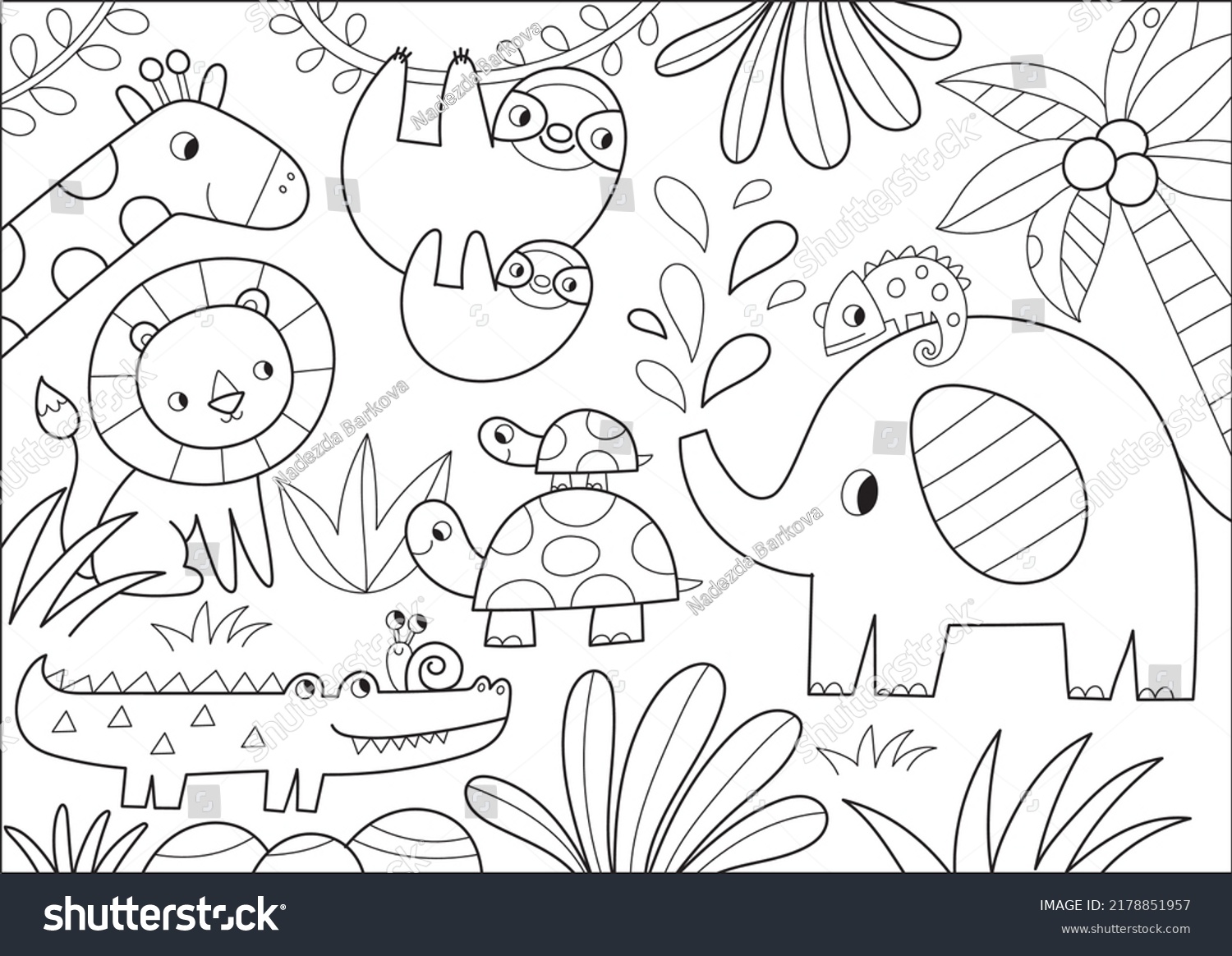 Cute cartoon hand drawn safari animals stock vector royalty free