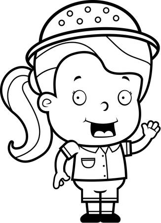 A happy cartoon safari girl waving and smiling royalty free svg cliparts vectors and stock illustration image