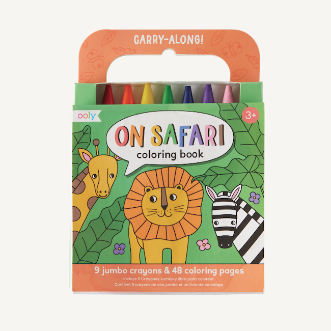 Explore the wild with oolys carry along safari coloring kit crayons books included