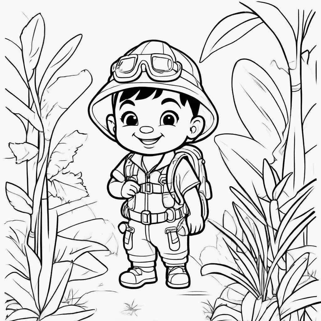 Create a d safari tourist hippo coloring book for kids