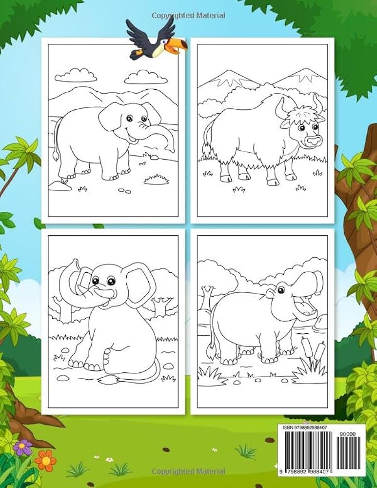 Animals coloring book for kids jungle safari an animal coloring book for kids to explore amos marvin books