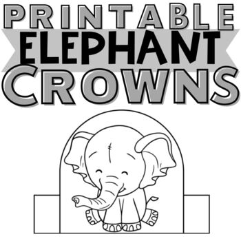 Printable elephant craft crown hat preschool african animal safari coloring