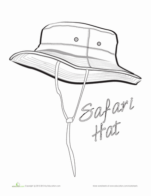 Safari hat worksheet education safari hat safari coloring pages