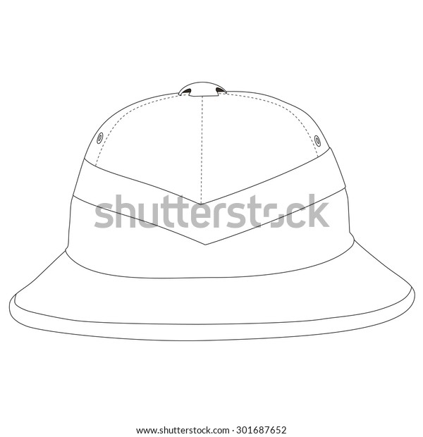 Outline drawing safari hat traveling hat stock vector royalty free