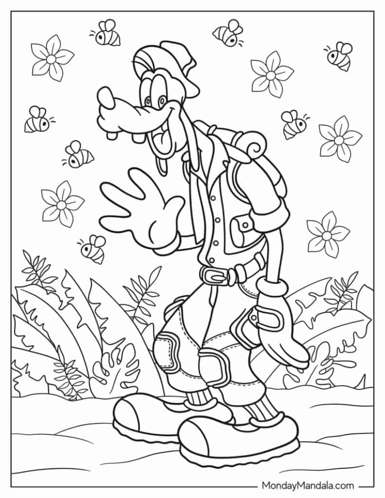 Goofy coloring pages free pdf printables