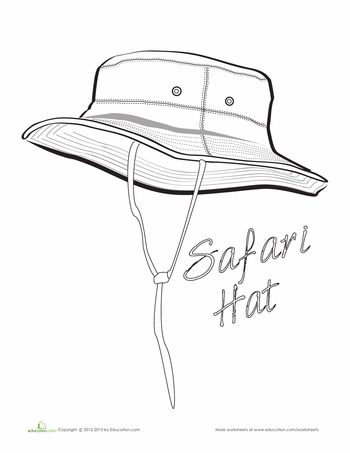 Safari hat worksheet education safari hat safari coloring pages