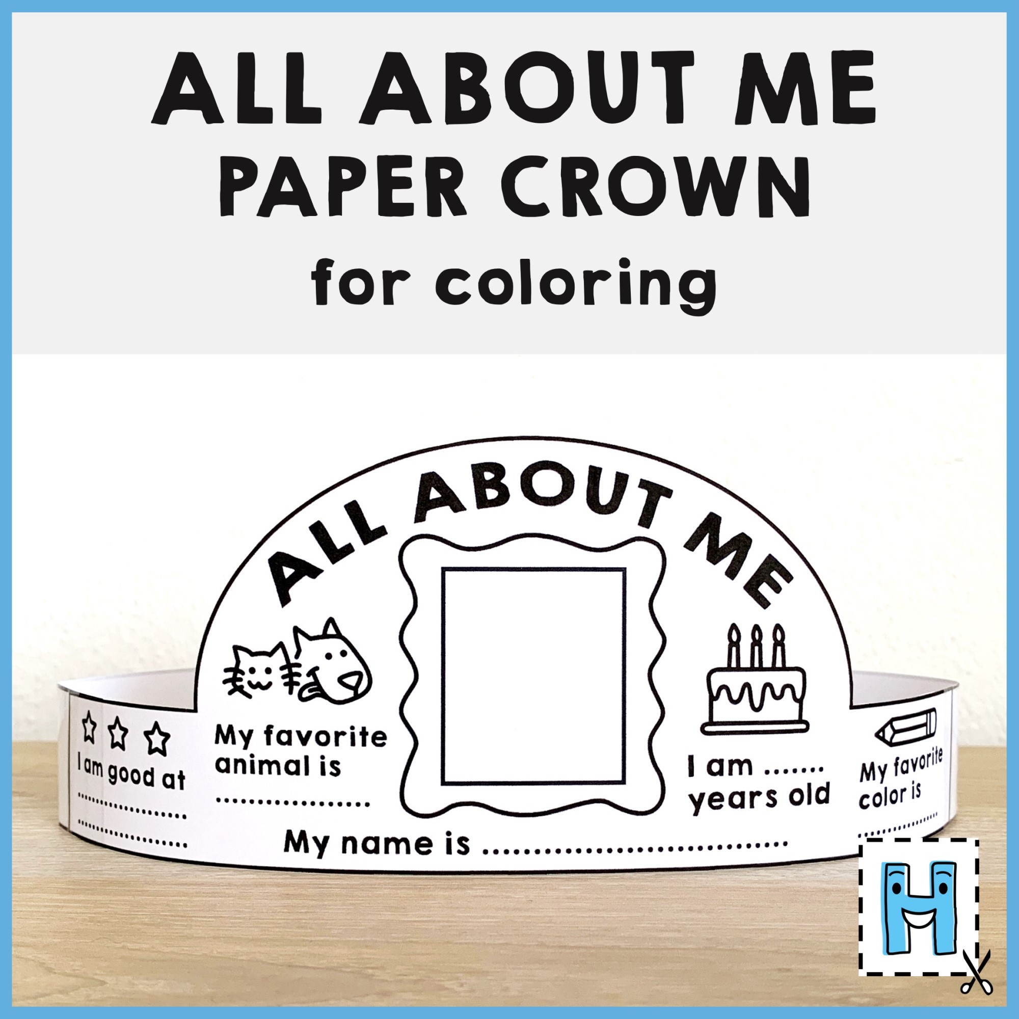 All about me paper crown headband hat printable back to school craft made by teachers