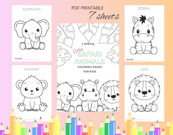 Safari animals coloring pages cute jungle animals coloring for