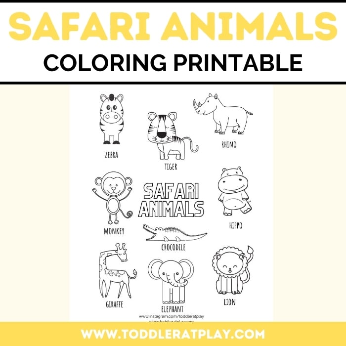 Safari animal coloring printable