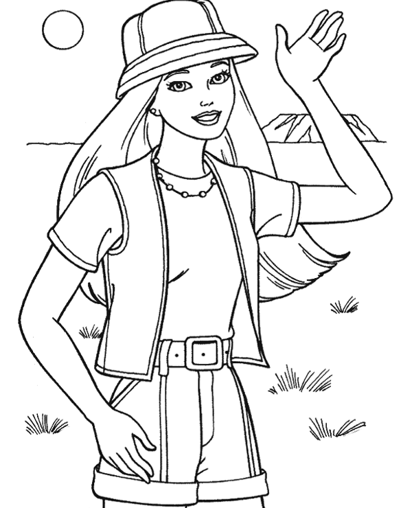 Barbie coloring page safari in africa