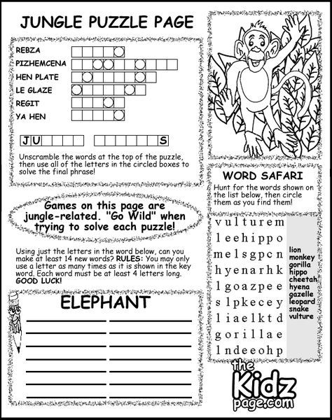 Jungle puzzle activity sheet