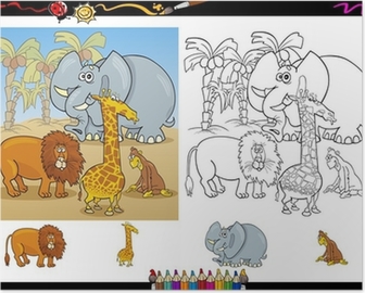 Poster safari animals coloring page set