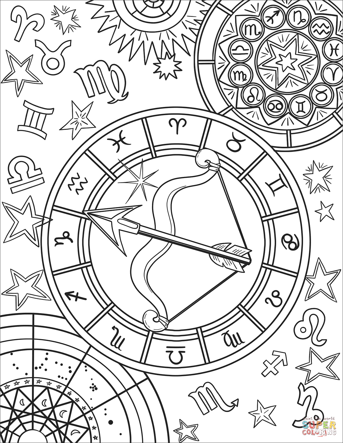 Sagittarius zodiac sign coloring page free printable coloring pages free printable coloring pages printable coloring pages zodiac signs colors