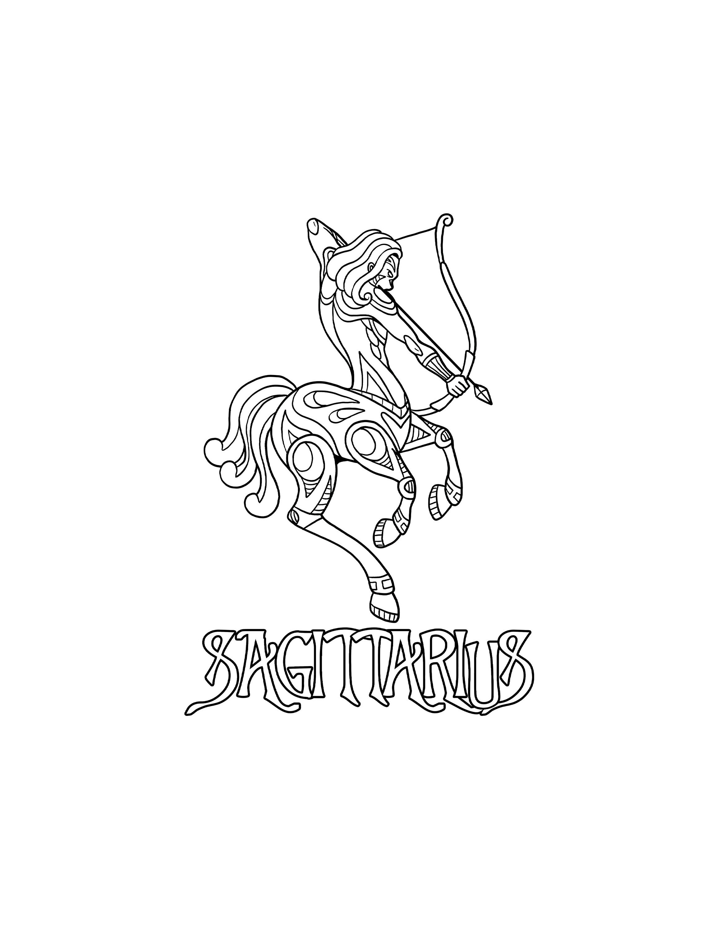 Sagittarius coloring page digital download printable astrological sign sagittarius zodiac sign pdf