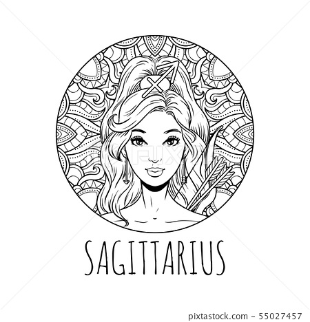 Sagittarius zodiac sign artwork adult coloring