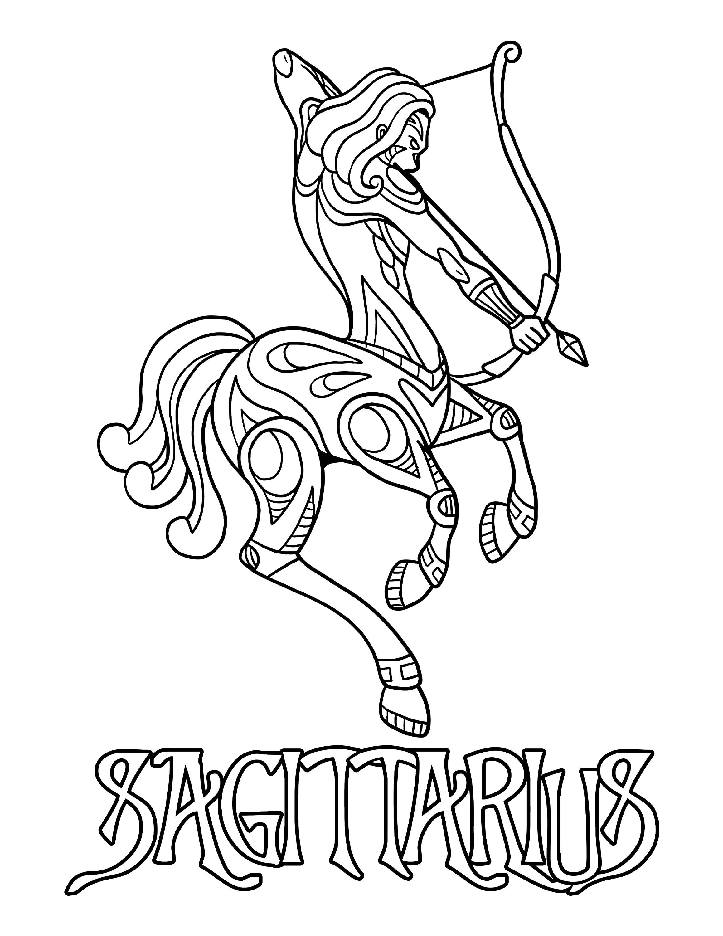 Sagittarius coloring page digital download printable astrological sign sagittarius zodiac sign pdf