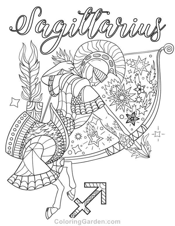 Free printable sagittarius adult coloring page download it in pdf format at httpcoloringâ free adult coloring pages adult coloring book pages coloring pages