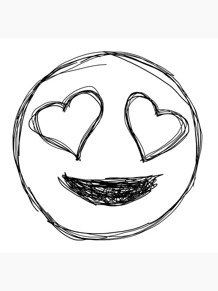 Dark and gritty smiley face with heart eyes emoji art print for sale by michael stewart