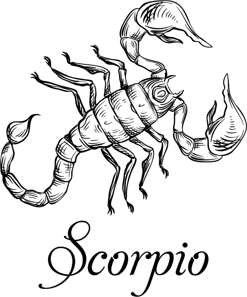 Modern scorpio illustration hand stamp