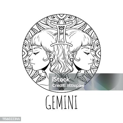 Coloring book zodiac sign gemini illustration stock illustrations royalty